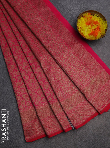 Banarasi semi silk saree pink with allover thread & zari weaves and woven border