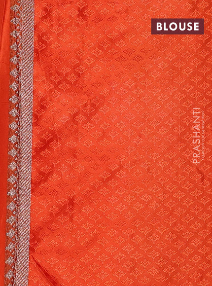 Banarasi semi silk saree orange with allover thread & zari weaves and woven border