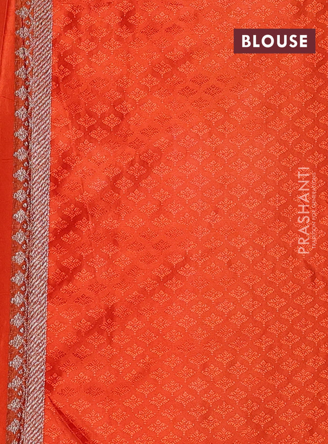 Banarasi semi silk saree orange with allover thread & zari weaves and woven border