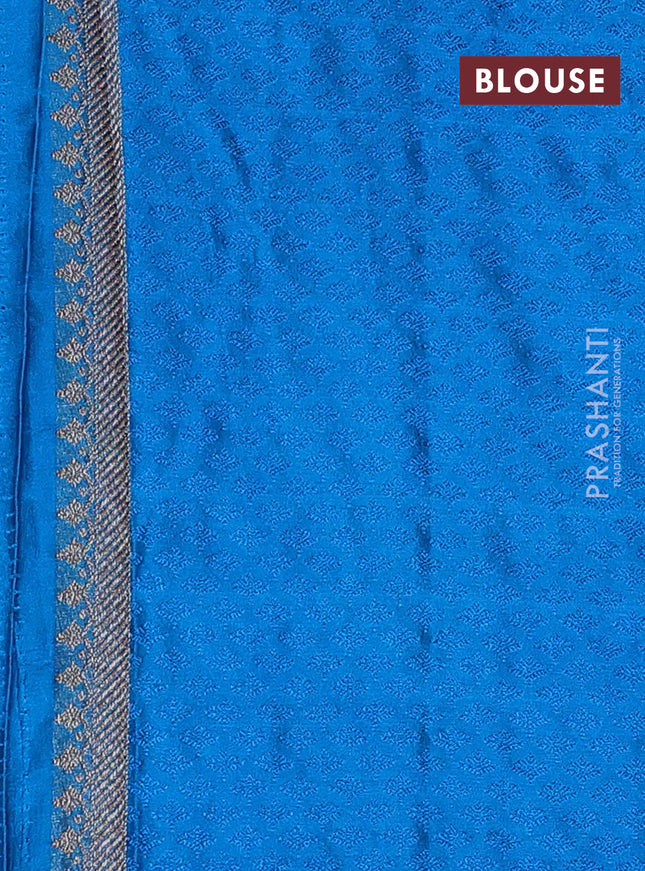 Banarasi semi silk saree cs blue with allover thread & zari weaves and woven border