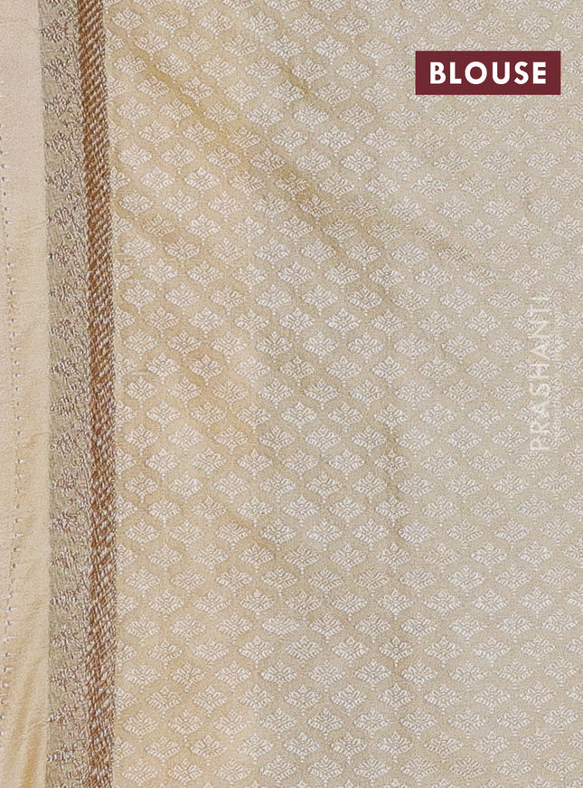 Banarasi semi silk saree pale yellow with allover thread & zari weaves and woven border