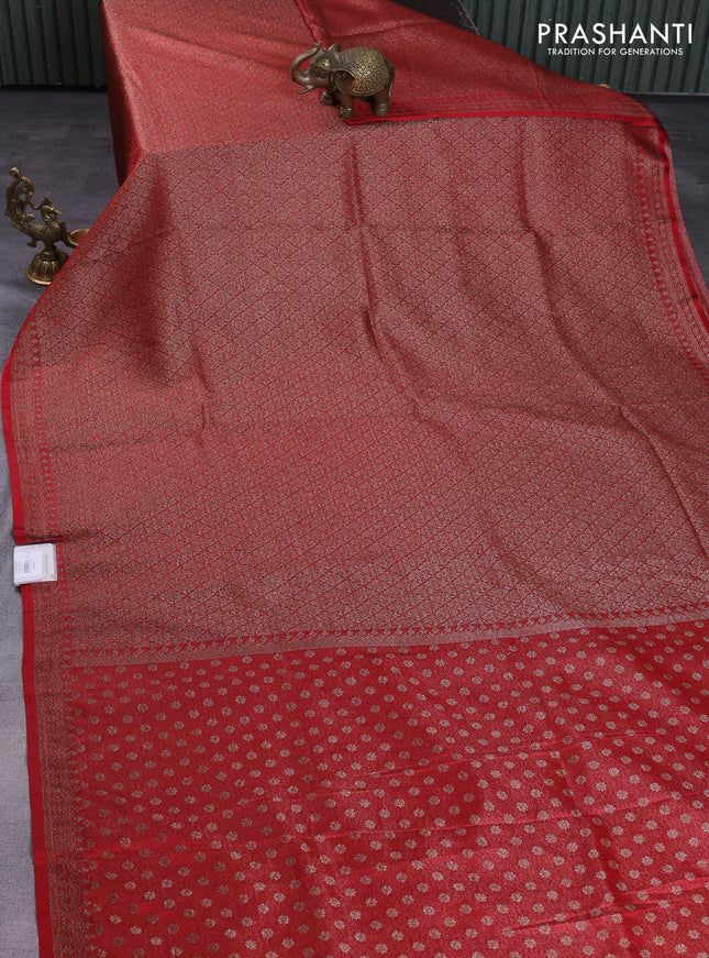 Banarasi semi silk saree maroon with allover thread & zari weaves and woven border