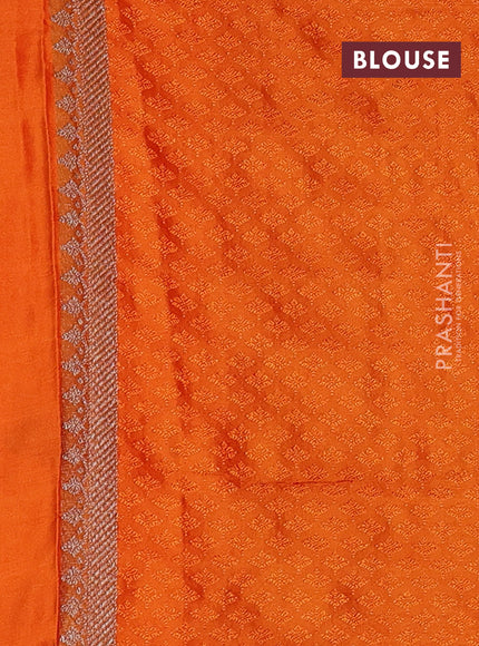 Banarasi semi silk saree orange with allover thread & zari weaves and woven border