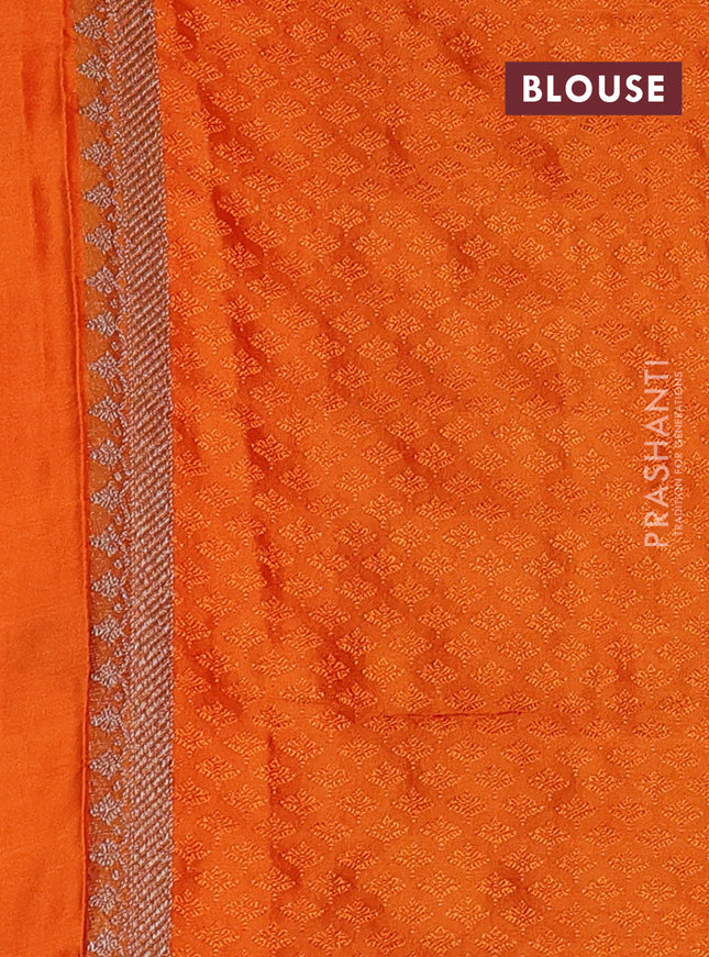 Banarasi semi silk saree orange with allover thread & zari weaves and woven border