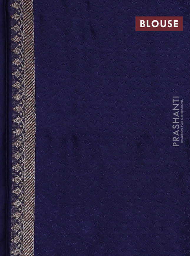 Banarasi semi silk saree navy blue with allover thread & zari weaves and woven border