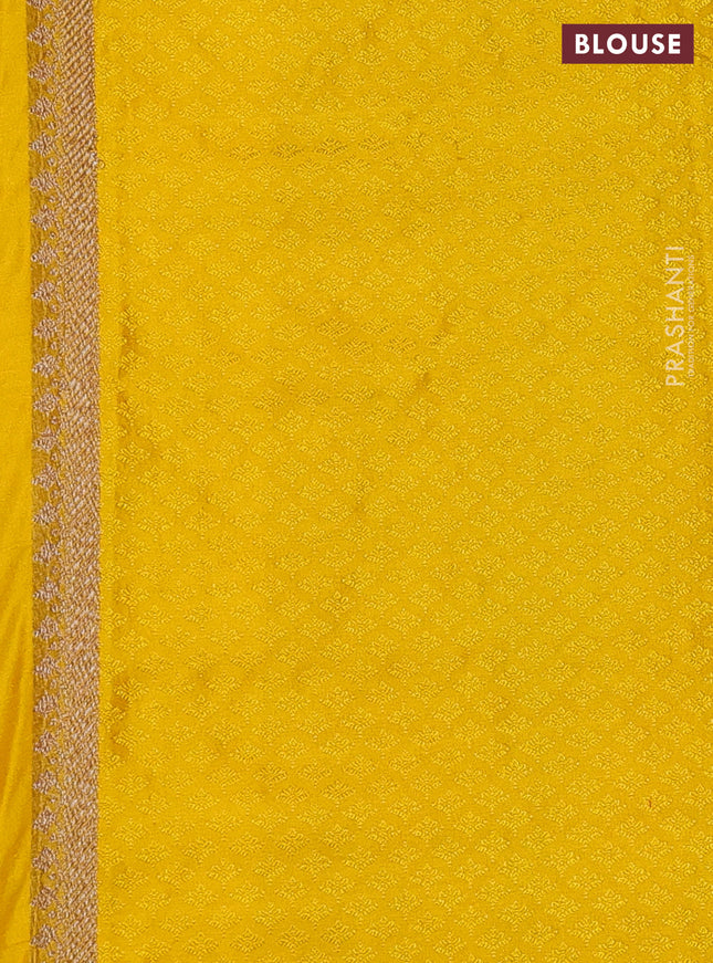 Banarasi semi silk saree yellow with allover thread & zari weaves and woven border