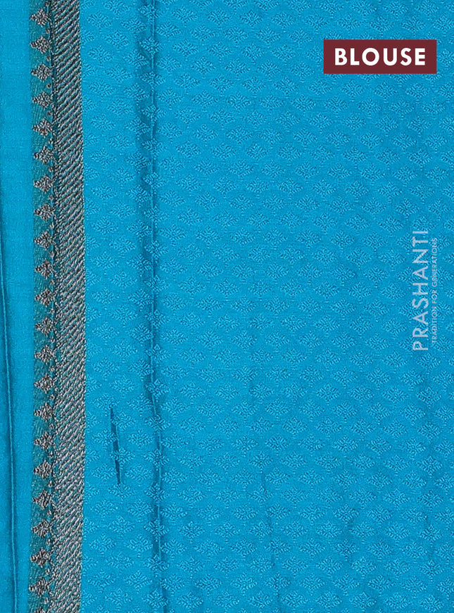 Banarasi semi silk saree teal blue with allover thread & zari weaves and woven border