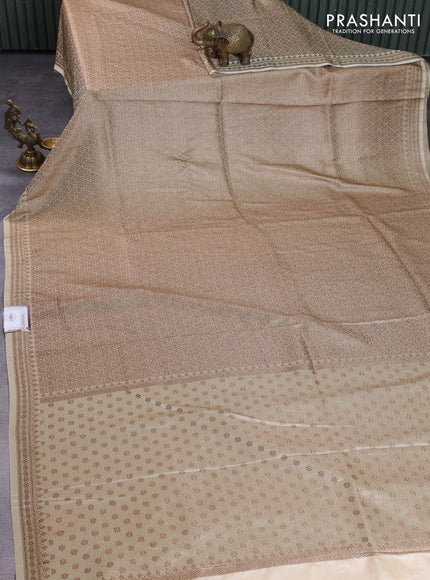 Banarasi semi silk saree cream with allover thread & zari weaves and woven border