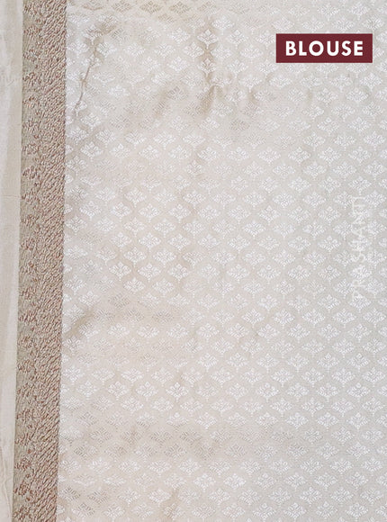 Banarasi semi silk saree cream with allover thread & zari weaves and woven border