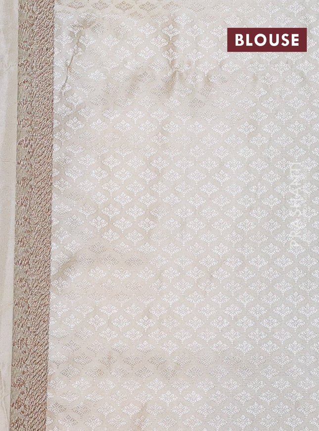 Banarasi semi silk saree cream with allover thread & zari weaves and woven border