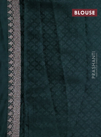 Banarasi semi silk saree bottle green with allover thread & zari weaves and woven border
