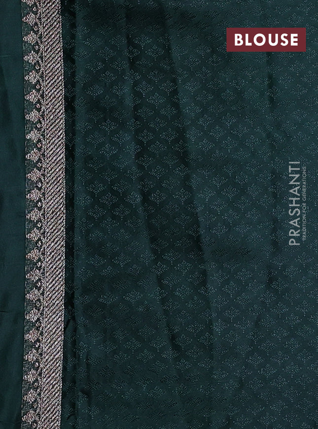 Banarasi semi silk saree bottle green with allover thread & zari weaves and woven border
