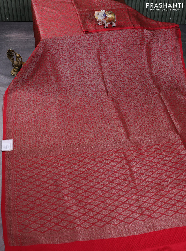 Banarasi semi silk saree maroon with allover thread & zari weaves and woven border