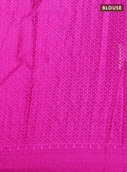 Banarasi semi silk saree pink with allover thread & zari weaves and woven border