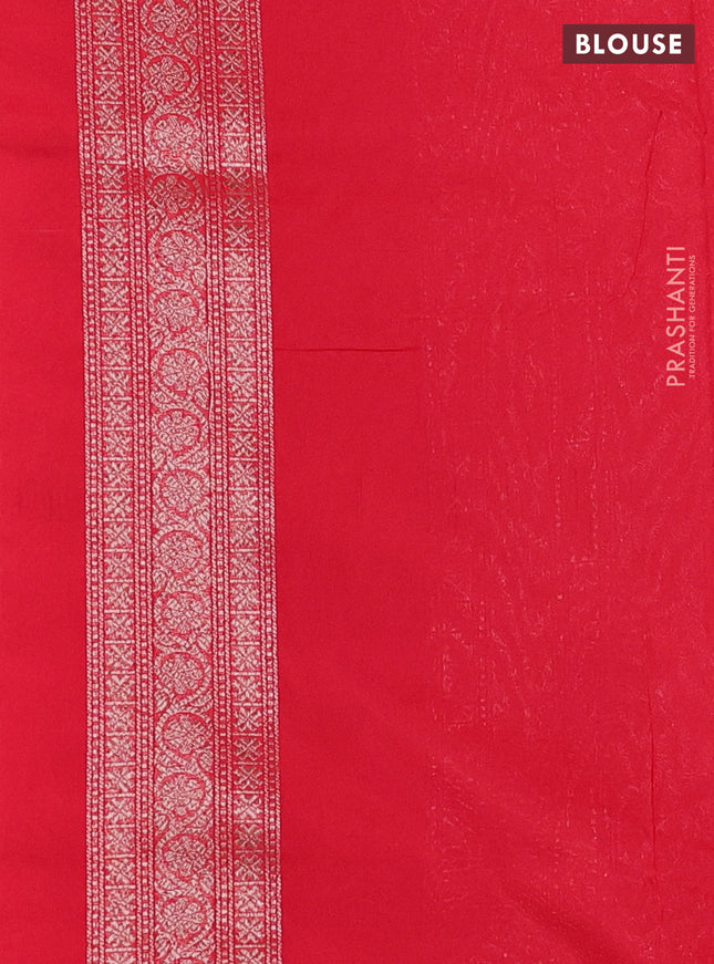 Banarasi semi silk saree red with allover thread & zari weaves and woven border