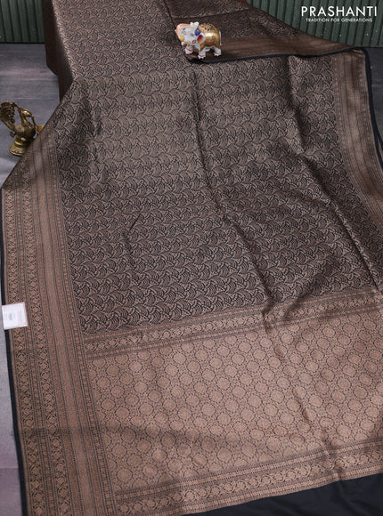 Banarasi semi silk saree black with allover thread & zari weaves and woven border