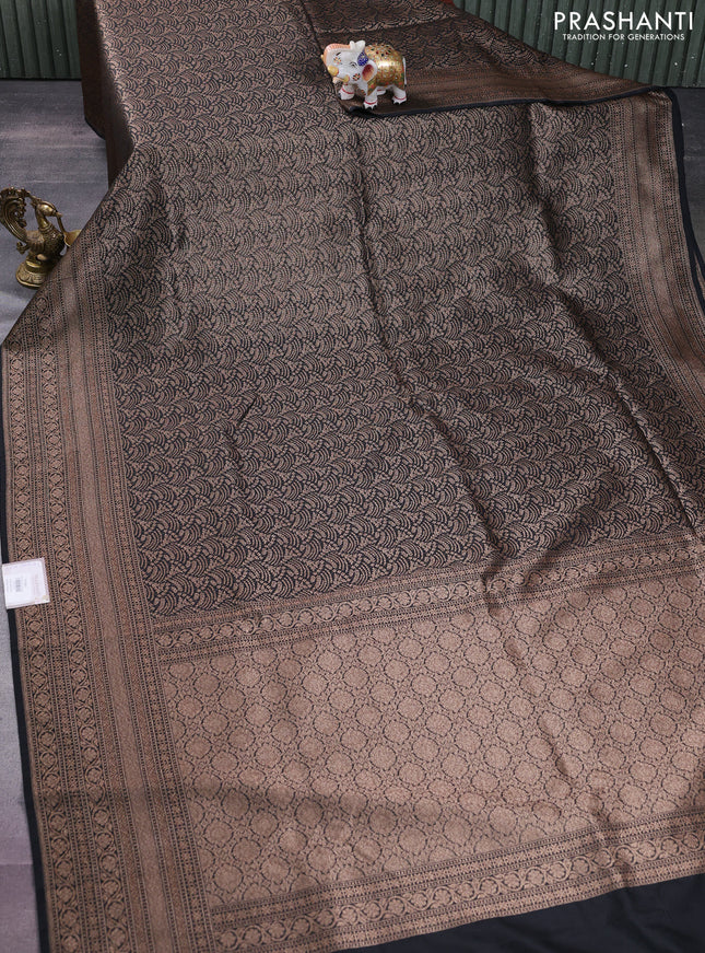 Banarasi semi silk saree black with allover thread & zari weaves and woven border