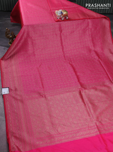 Banarasi semi silk saree pink with allover thread & zari weaves and woven border