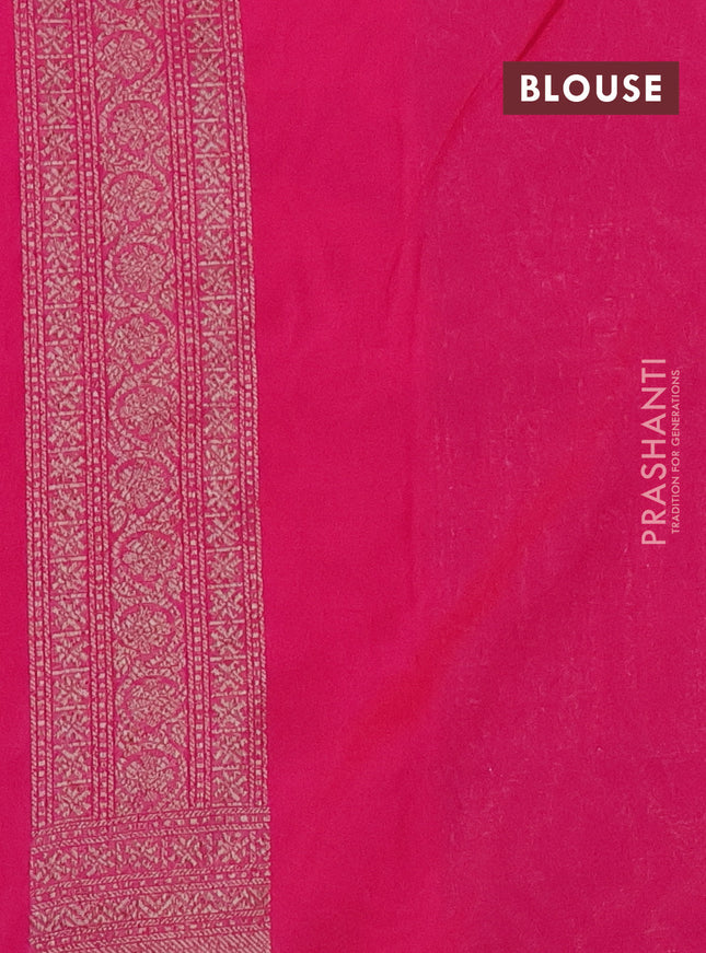 Banarasi semi silk saree pink with allover thread & zari weaves and woven border