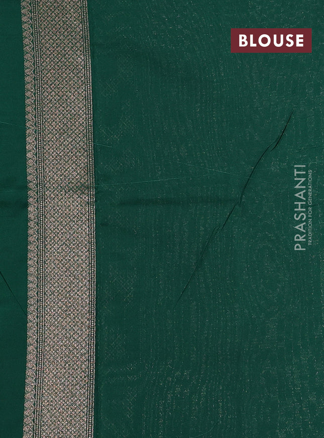Banarasi semi silk saree green with allover thread & zari weaves and woven border