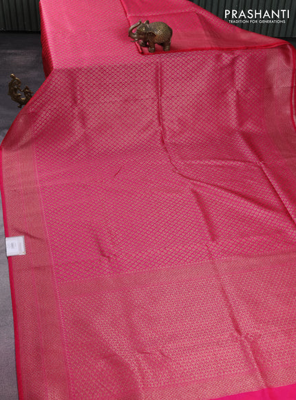 Banarasi semi silk saree pink with allover thread & zari weaves and woven border