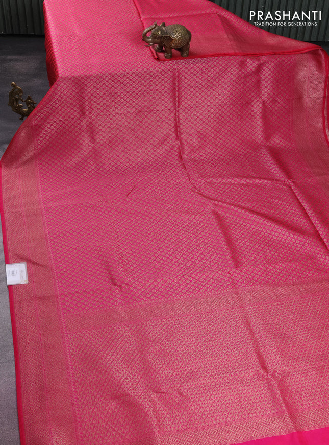 Banarasi semi silk saree pink with allover thread & zari weaves and woven border