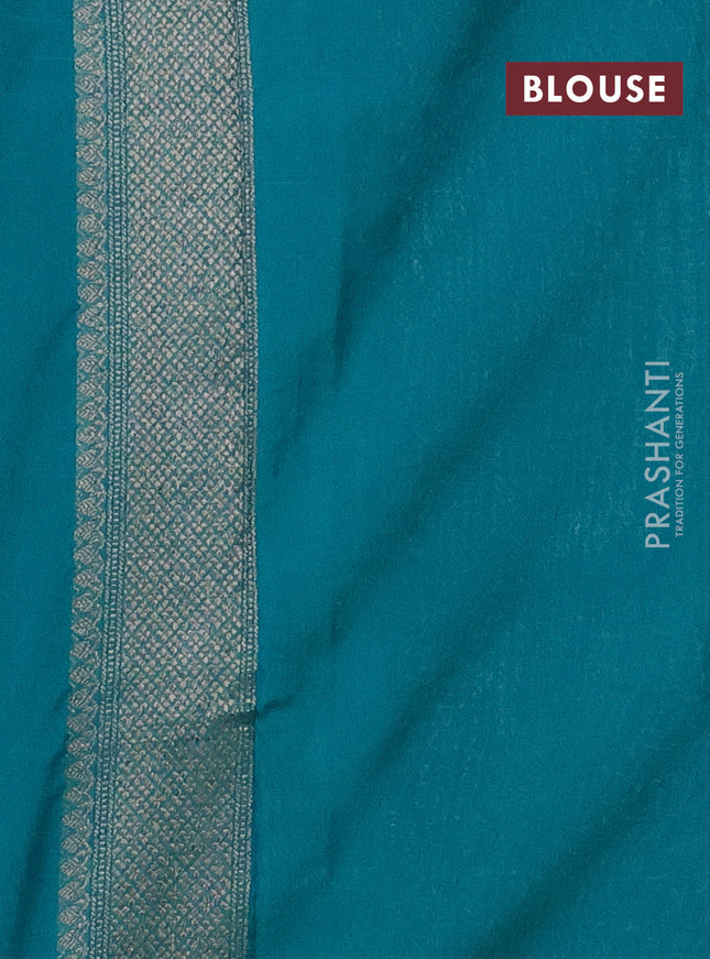 Banarasi semi silk saree teal green with allover thread & zari weaves and woven border
