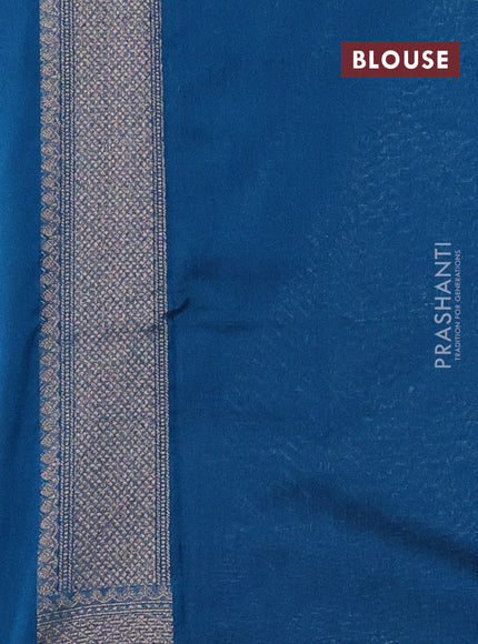 Banarasi semi silk saree cs blue with allover thread & zari weaves and woven border