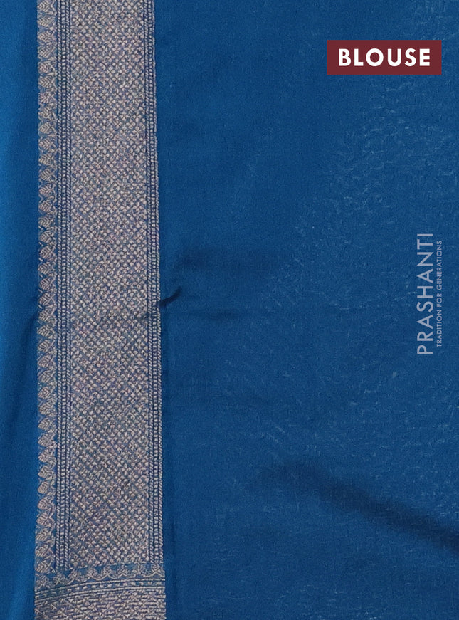 Banarasi semi silk saree cs blue with allover thread & zari weaves and woven border