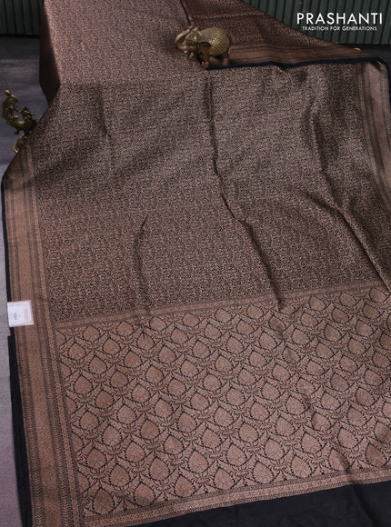 Banarasi semi silk saree black with allover thread & zari weaves and woven border