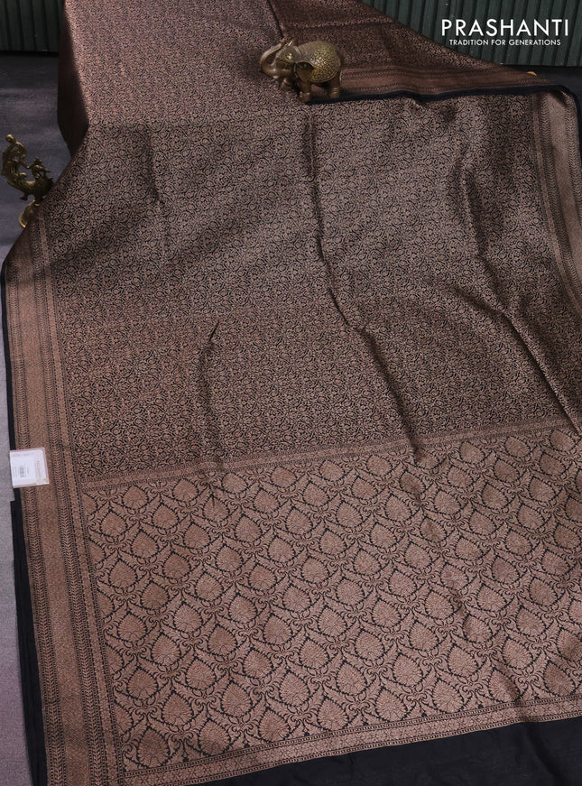 Banarasi semi silk saree black with allover thread & zari weaves and woven border