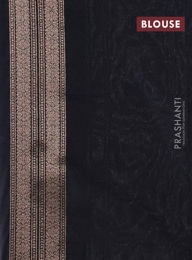 Banarasi semi silk saree black with allover thread & zari weaves and woven border