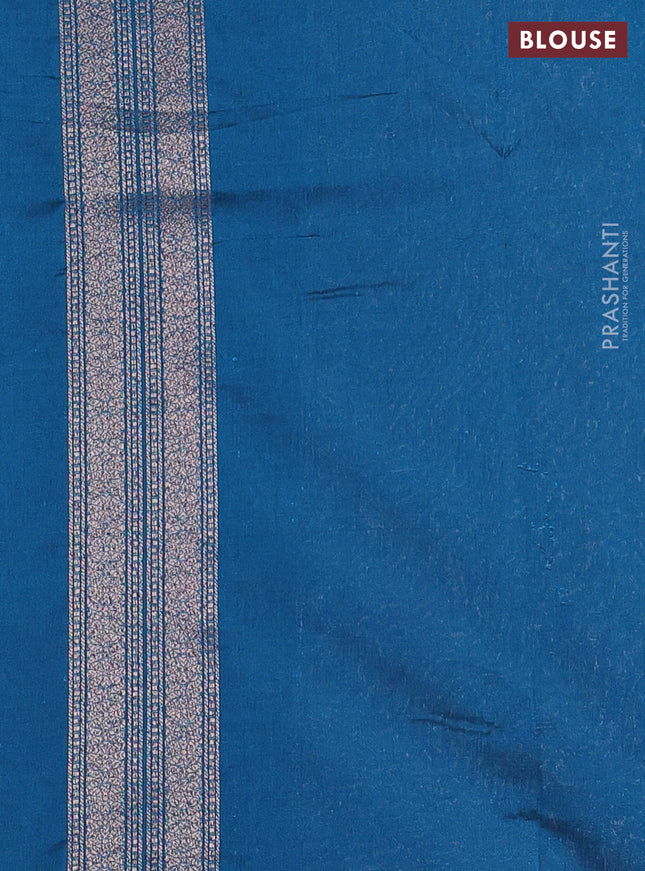 Banarasi semi silk saree cs blue with allover thread & zari weaves and woven border