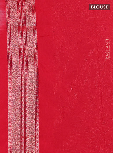 Banarasi semi silk saree red with allover thread & zari weaves and woven border