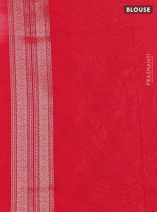 Banarasi semi silk saree red with allover thread & zari weaves and woven border