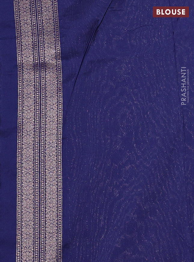 Banarasi semi silk saree navy blue with allover thread & zari weaves and woven border