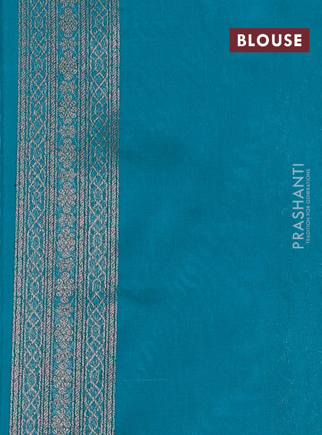 Banarasi semi silk saree teal blue with allover thread & zari weaves and woven border