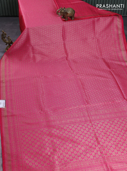 Banarasi semi silk saree pink with allover thread & zari weaves and woven border