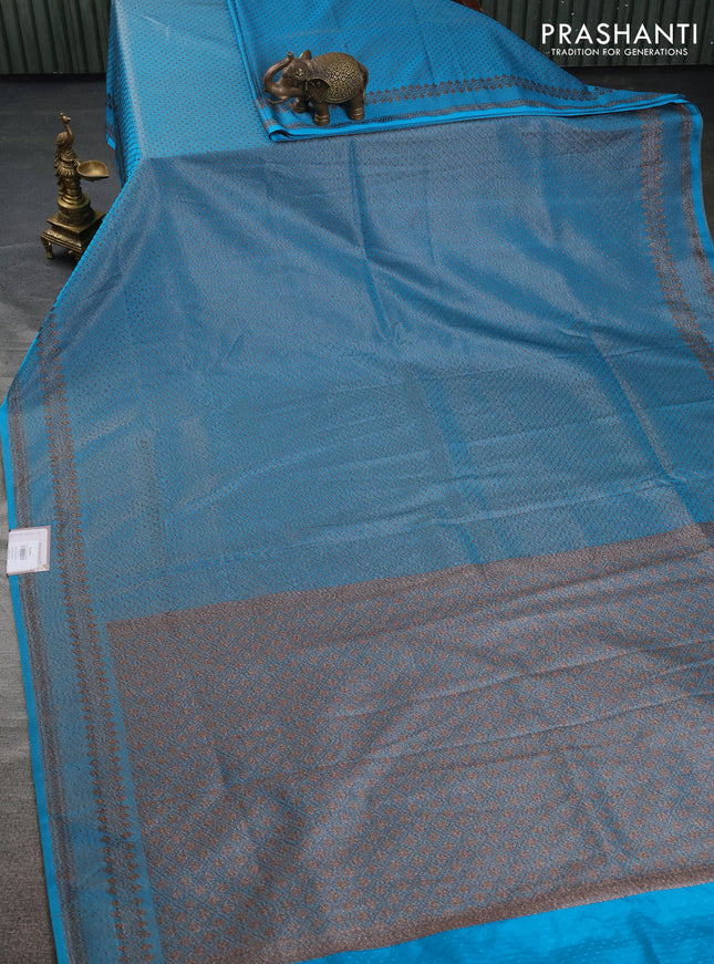 Banarasi semi silk saree light blue with allover thread & zari woven butta weaves and woven border