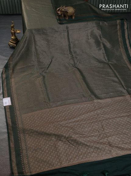 Banarasi semi silk saree green with allover thread & zari woven butta weaves and woven border