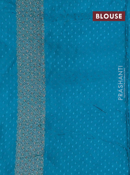 Banarasi semi silk saree teal blue with allover thread & zari woven butta weaves and woven border