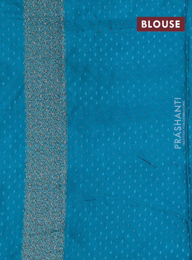 Banarasi semi silk saree teal blue with allover thread & zari woven butta weaves and woven border