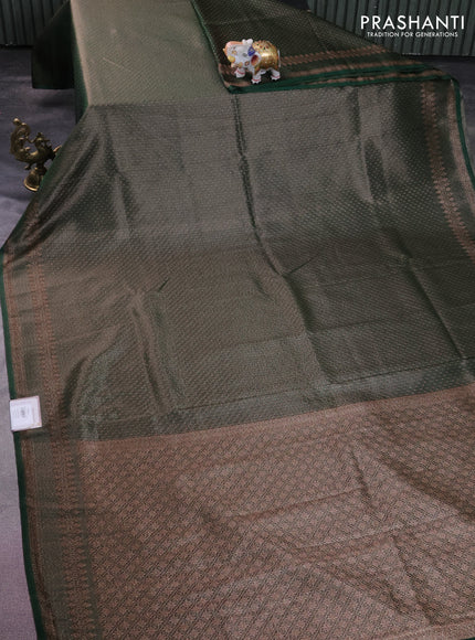 Banarasi semi silk saree green with allover thread & zari woven butta weaves and woven border