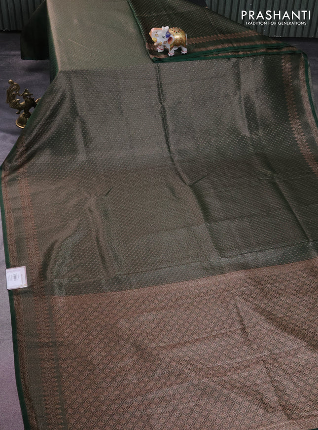 Banarasi semi silk saree green with allover thread & zari woven butta weaves and woven border