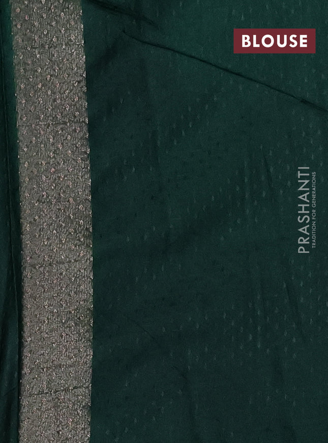 Banarasi semi silk saree green with allover thread & zari woven butta weaves and woven border