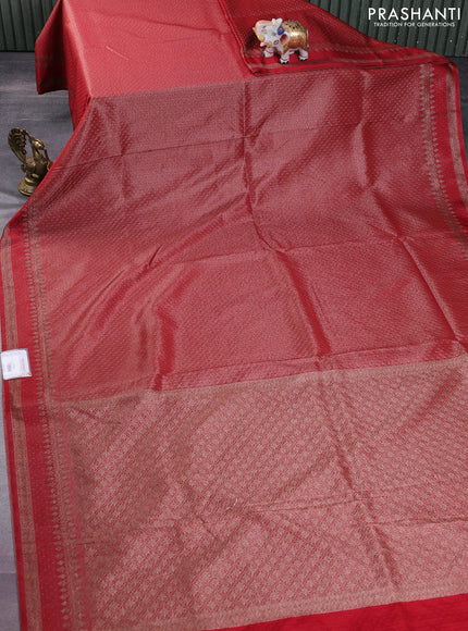 Banarasi semi silk saree maroon with allover thread & zari woven butta weaves and woven border