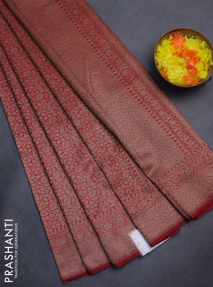 Banarasi semi silk saree maroon with allover thread & zari weaves and woven border