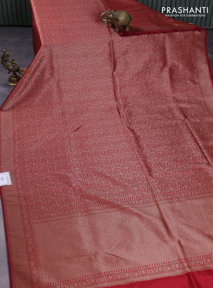 Banarasi semi silk saree maroon with allover thread & zari weaves and woven border