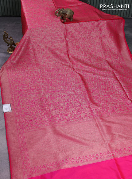 Banarasi semi silk saree pink with allover thread & zari weaves and woven border