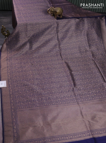 Banarasi semi silk saree blue with allover thread & zari weaves and woven border